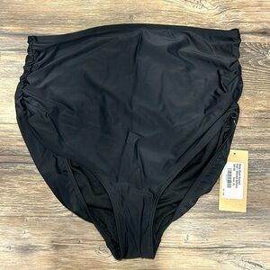 XL Black High-Waisted Swim Bottoms